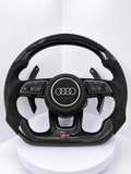 Audi RS Style Карбонов Волан от Истински Карбон с Алкантара – Flat Bottom – Gloss Finish