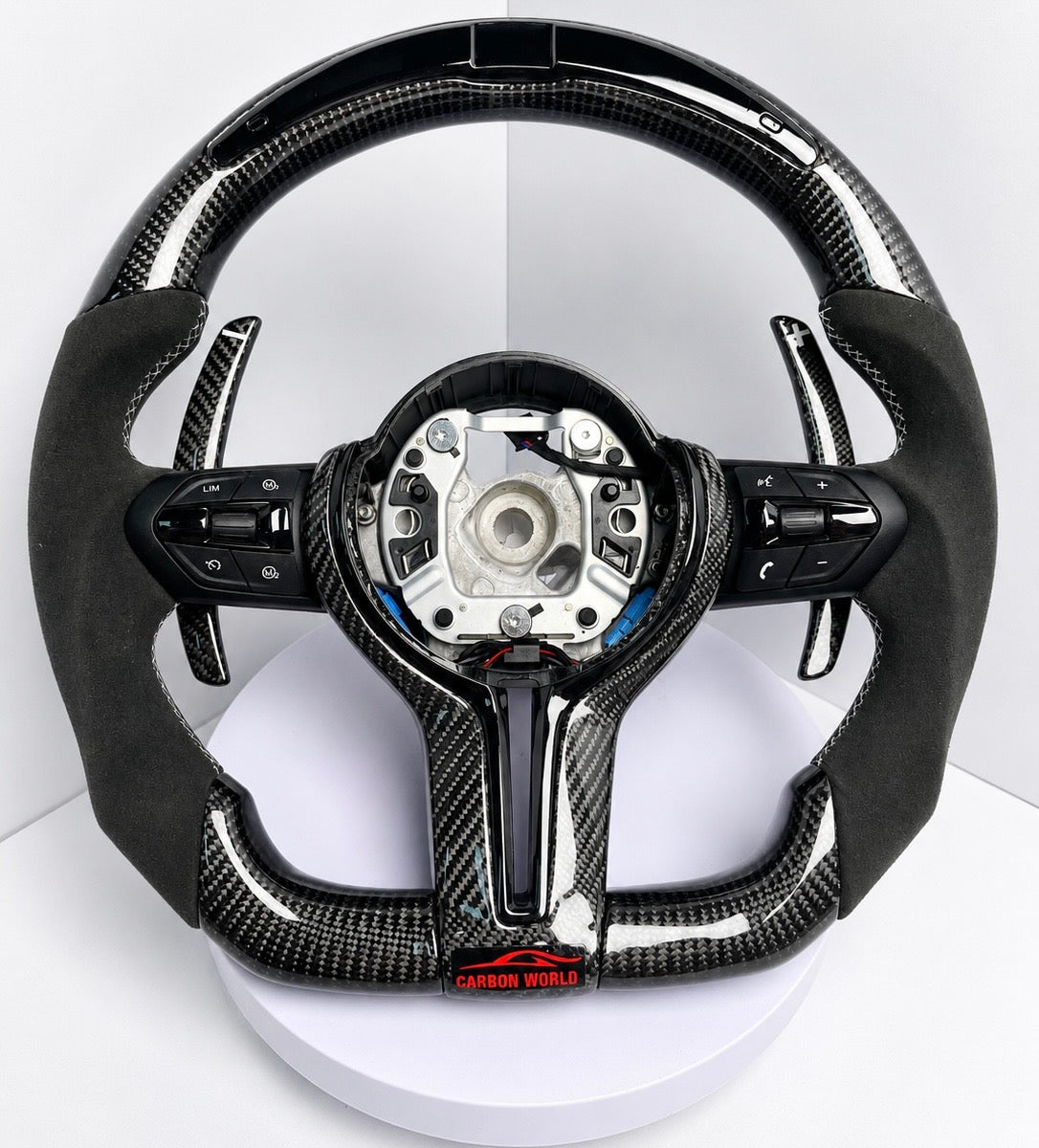 BMW M Performance Карбонов Волан с Алкантара – Flat Bottom – LED - Дисплей - Plug & Play